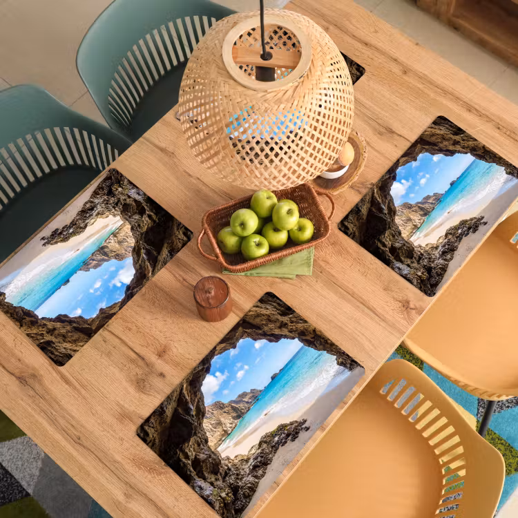 Placemat - 6 stuks - Grot - Strand - Zee - Blauw — 3