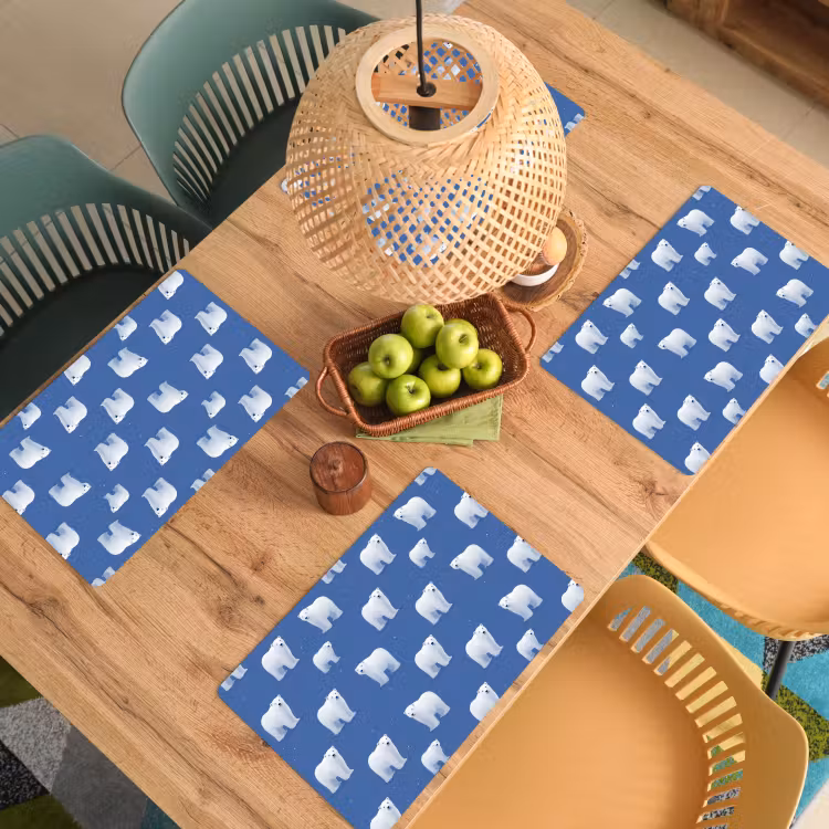 Placemat - 6 stuks - IJsbeer - Patroon - Blauw — 3
