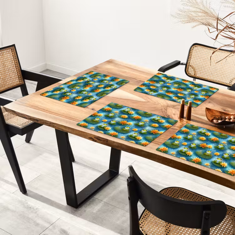 Placemat - 6 stuks - Kikker - Lelies - Groen — 4