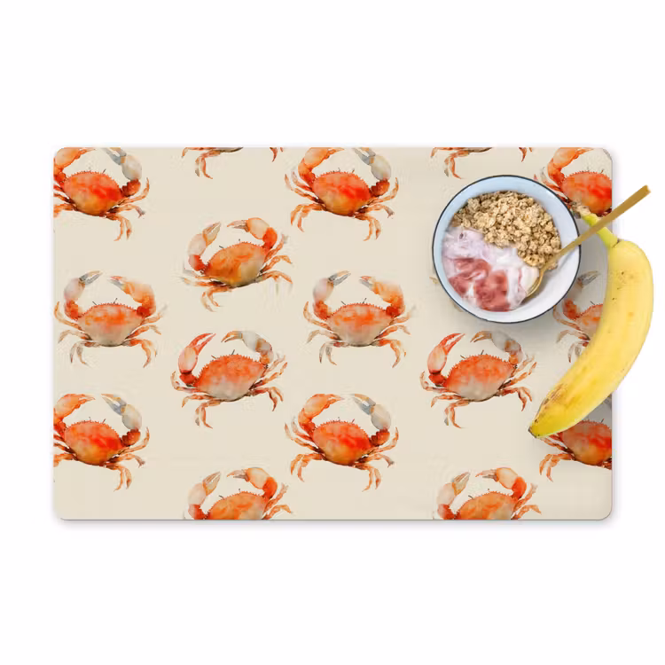Placemat - 6 stuks - Krabben - Patroon - Oranje — 1