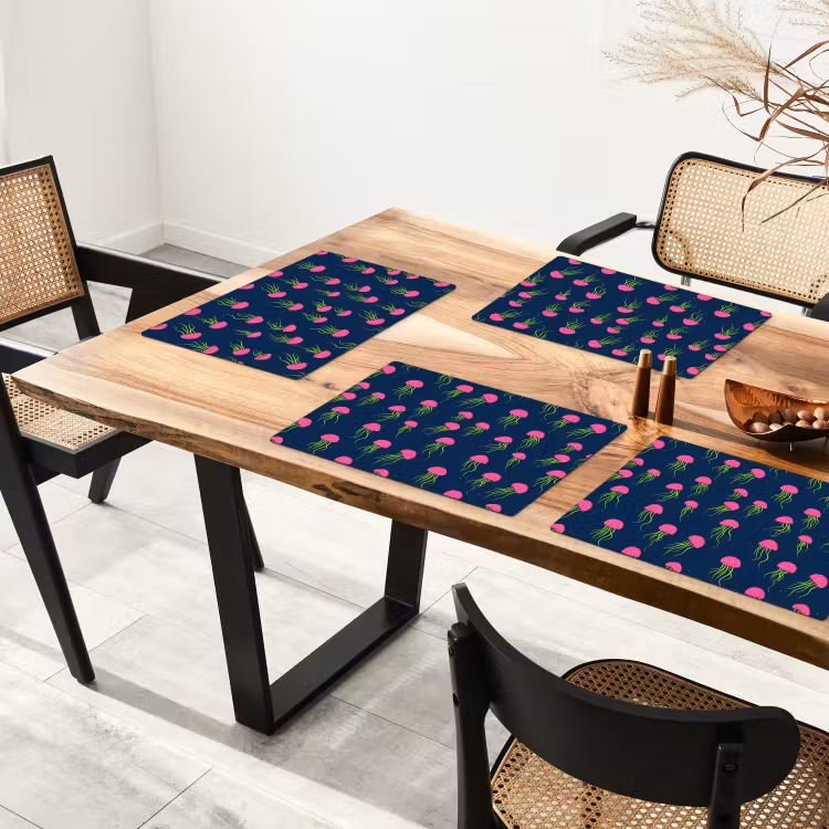 Placemat - 6 stuks - Kwallen - Diepzee - Neon — 4