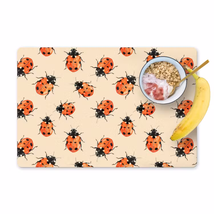 Placemat - 6 stuks - Lieveheersbeestjes - Patroon - Rood — 1