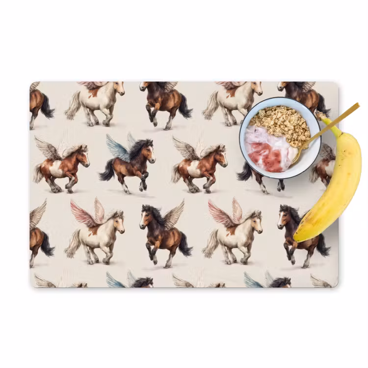 Placemat - 6 stuks - Paarden - Vleugels - Kleurrijk — 1