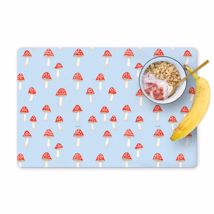 Placemat - 6 stuks - Paddenstoel -Sprookje - Blauw — 1