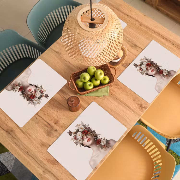 Placemat - 6 stuks - Portret - Bloemen - Cremé — 3
