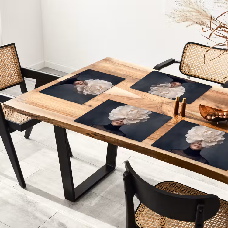 Placemat - 6 stuks - Portret - Mysterieus - Wit — 4