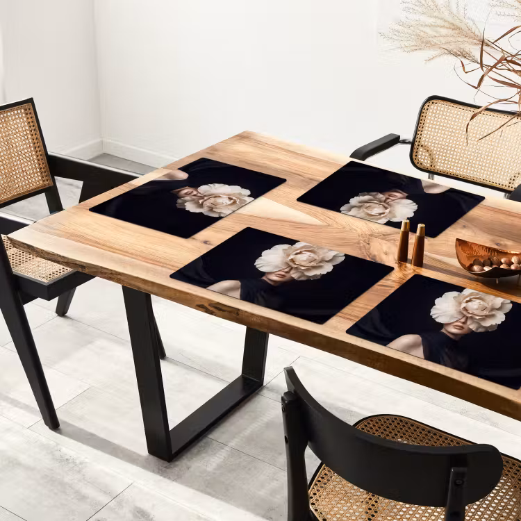 Placemat - 6 stuks - Roos - Tijdloos - Zwart — 4