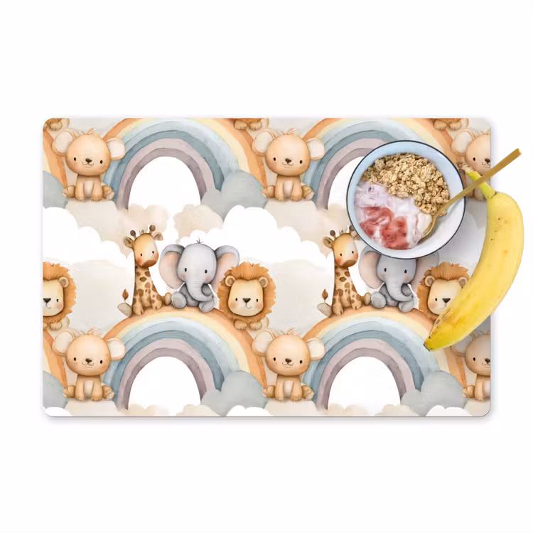 Placemat - 6 stuks - Safari - Regenboog - Kleurrijk — 1