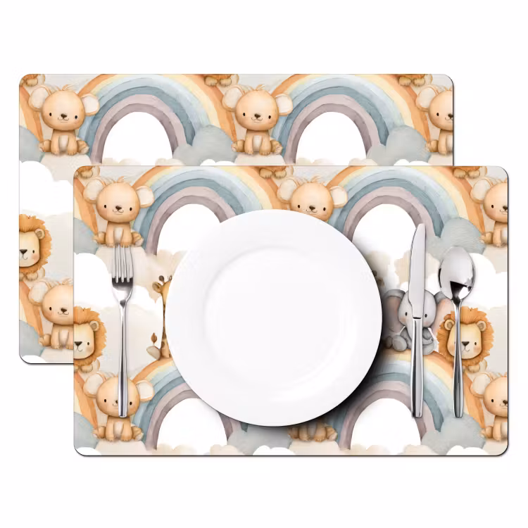 Placemat - 6 stuks - Safari - Regenboog - Kleurrijk — 2