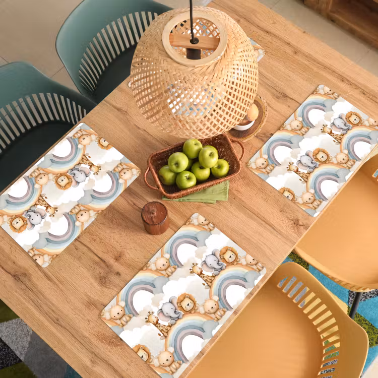 Placemat - 6 stuks - Safari - Regenboog - Kleurrijk — 3