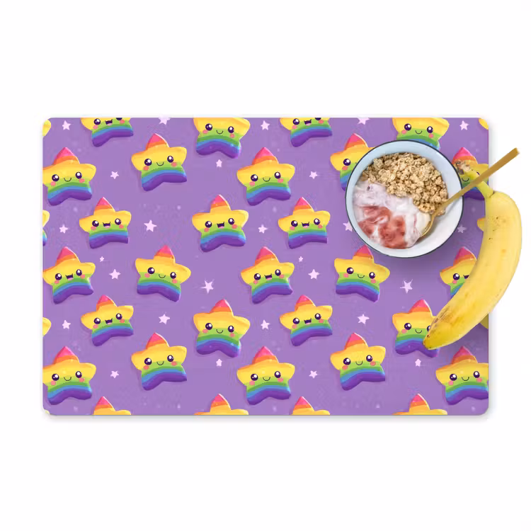 Placemat - 6 stuks - Sterren - Regenboog - Paars — 1