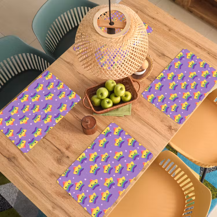 Placemat - 6 stuks - Sterren - Regenboog - Paars — 3