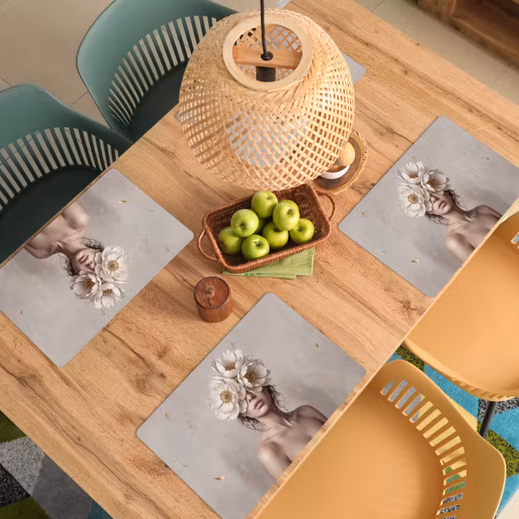 Placemat - 6 stuks - Vrouw - Pioenroos - Wit — 3