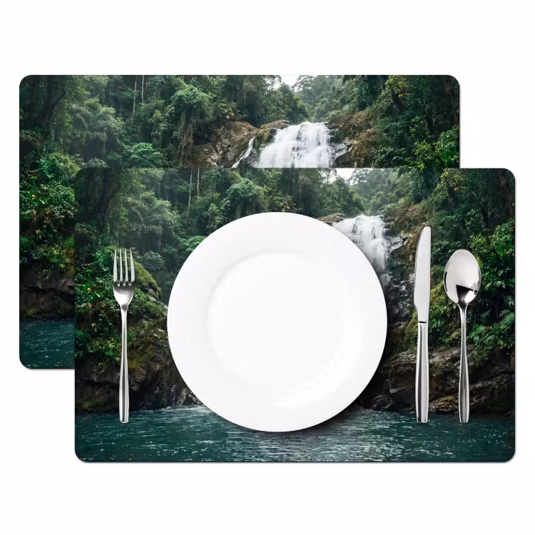 Placemat - 6 stuks - Waterval - Bos - Natuur - Groen — 2