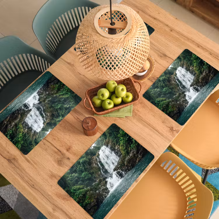 Placemat - 6 stuks - Waterval - Bos - Natuur - Groen — 3
