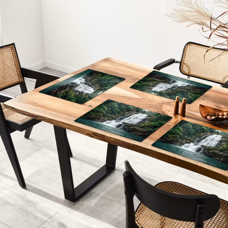 Placemat - 6 stuks - Waterval - Bos - Natuur - Groen — 4