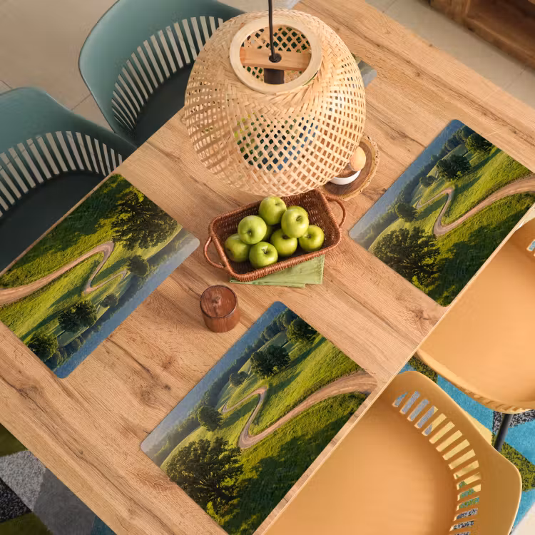 Placemat - 6 stuks - Weg - Weide - Natuur - Groen — 3