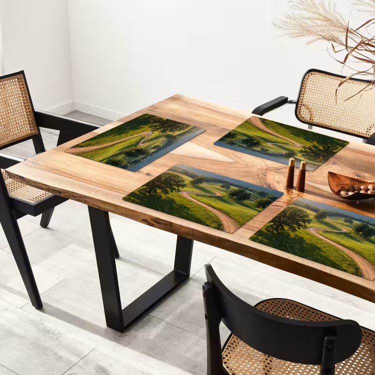 Placemat - 6 stuks - Weg - Weide - Natuur - Groen — 4