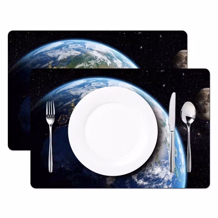 Placemat - 6 stuks - Aarde - Ruimte - Blauw - Groen — 2
