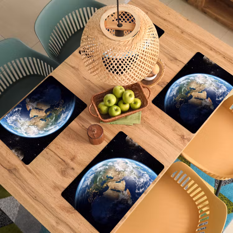 Placemat - 6 stuks - Aarde - Ruimte - Blauw - Groen — 3