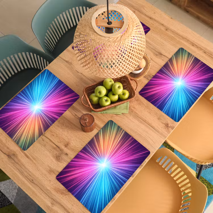 Placemat - 6 stuks - Abstract - Light - Burst - Modern - Colorful — 3