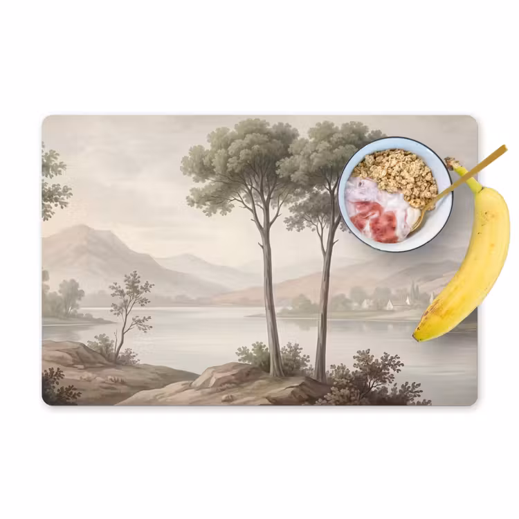 Placemat - 6 stuks - Bomen - Meer - Bergen - Illustratie — 1