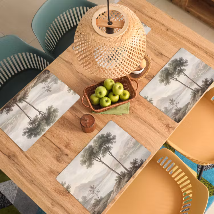 Placemat - 6 stuks - Bomen - Meer - Bergen - Illustratie — 3