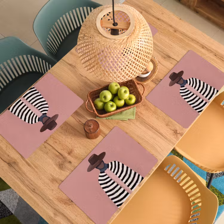 Placemat - 6 stuks - Grafisch - Vrouw - Roze — 3