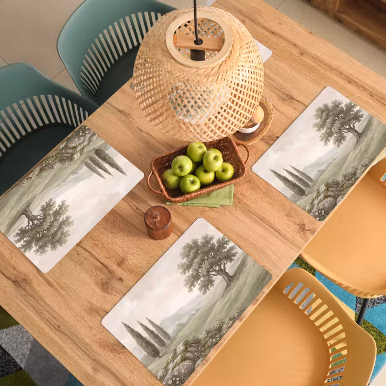 Placemat - 6 stuks - Heuvellandschap - Bomen - Natuur - Groen — 3