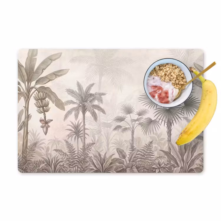 Placemat - 6 stuks - Jungle - Banenboom - Kolibrie - Beige — 1