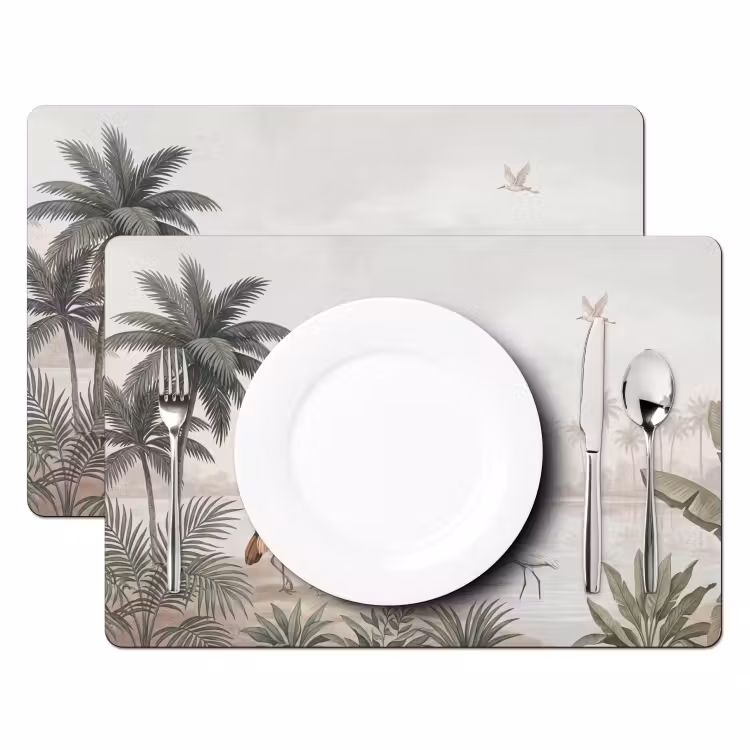 Placemat - 6 stuks - Kraanvogels - Palmbomen - Tropisch — 2