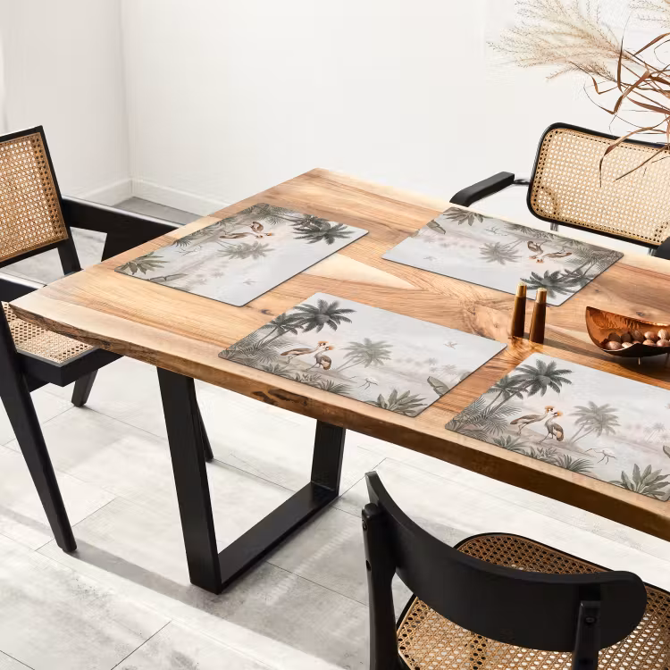 Placemat - 6 stuks - Kraanvogels - Palmbomen - Tropisch — 4
