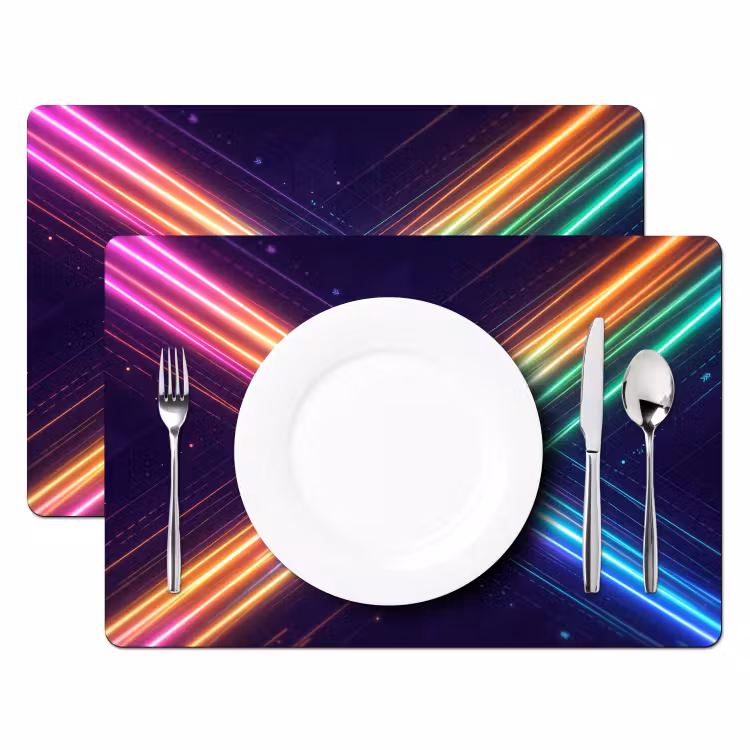 Placemat - 6 stuks - Kruisen - Lasterstralen - Neon — 2