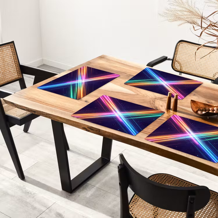 Placemat - 6 stuks - Kruisen - Lasterstralen - Neon — 4
