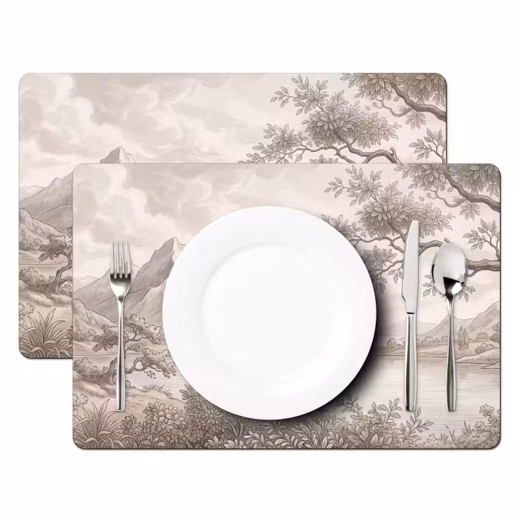 Placemat - 6 stuks - Landschap - Bergen - Meer - Natuur — 2