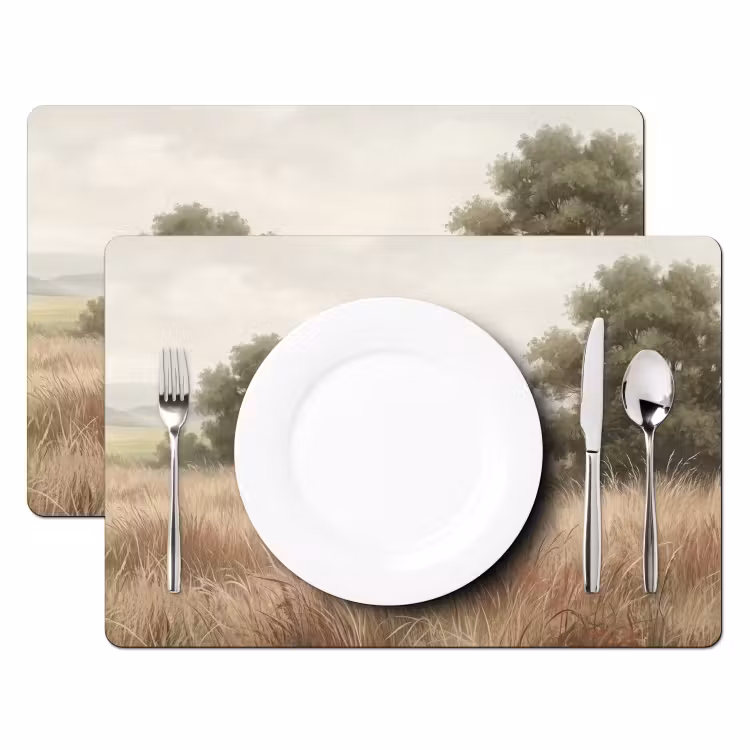 Placemat - 6 stuks - Landschap - Minimalistisch - Beige — 2