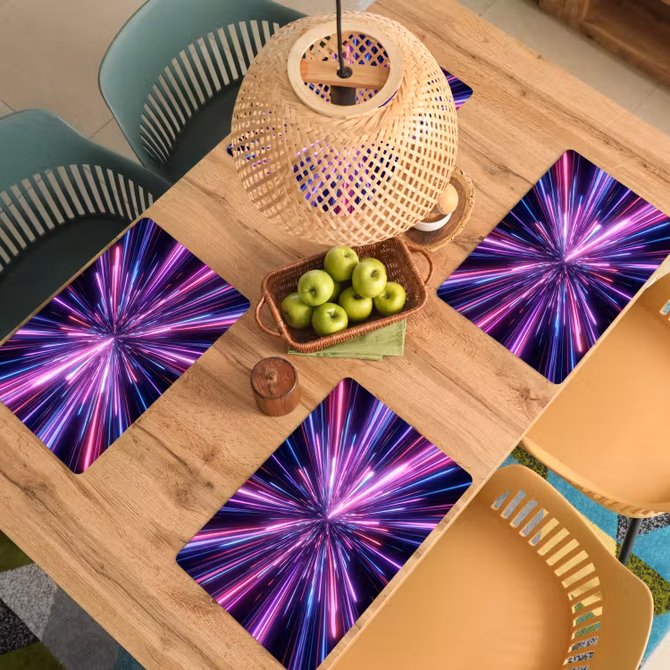 Placemat - 6 stuks - Lichtsnelheid - Ruimte - Roze - Paars — 3