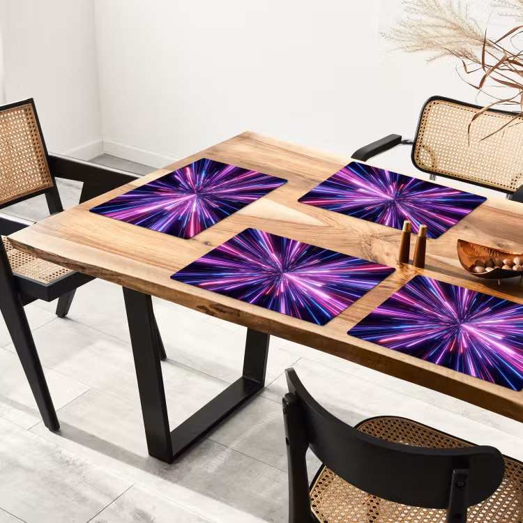 Placemat - 6 stuks - Lichtsnelheid - Ruimte - Roze - Paars — 4