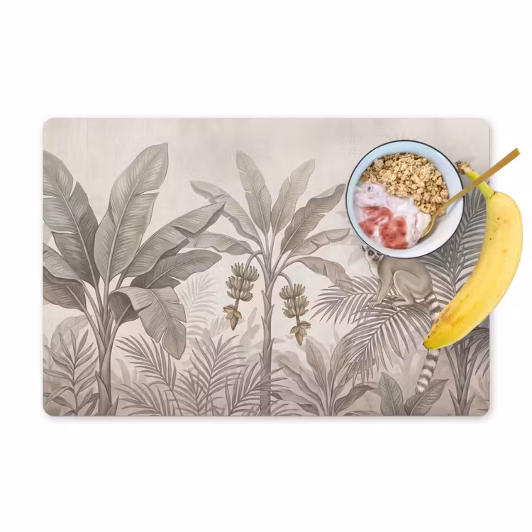 Placemat - 6 stuks - Natuur - Jungle - Ringstaartmaki - Bruin — 1