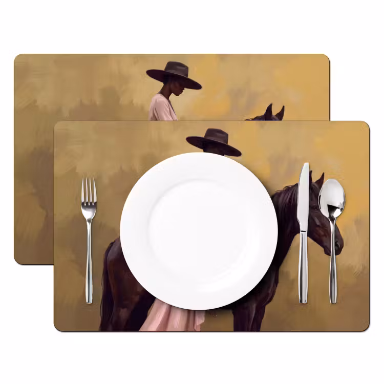 Placemat - 6 stuks - Paard - Klassiek - Oker — 2