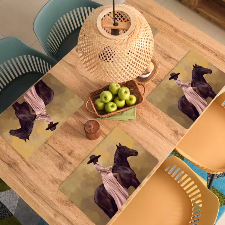 Placemat - 6 stuks - Paard - Klassiek - Oker — 3