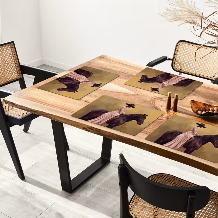 Placemat - 6 stuks - Paard - Klassiek - Oker — 4