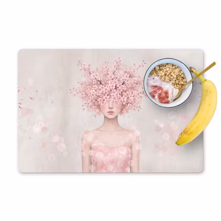 Placemat - 6 stuks - Portret - Kersenbloesem - Roze — 1