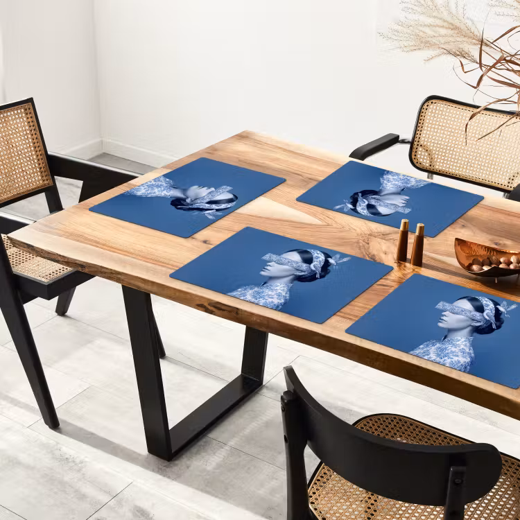 Placemat - 6 stuks - Portret - Klassiek - Wit - Blauw — 4