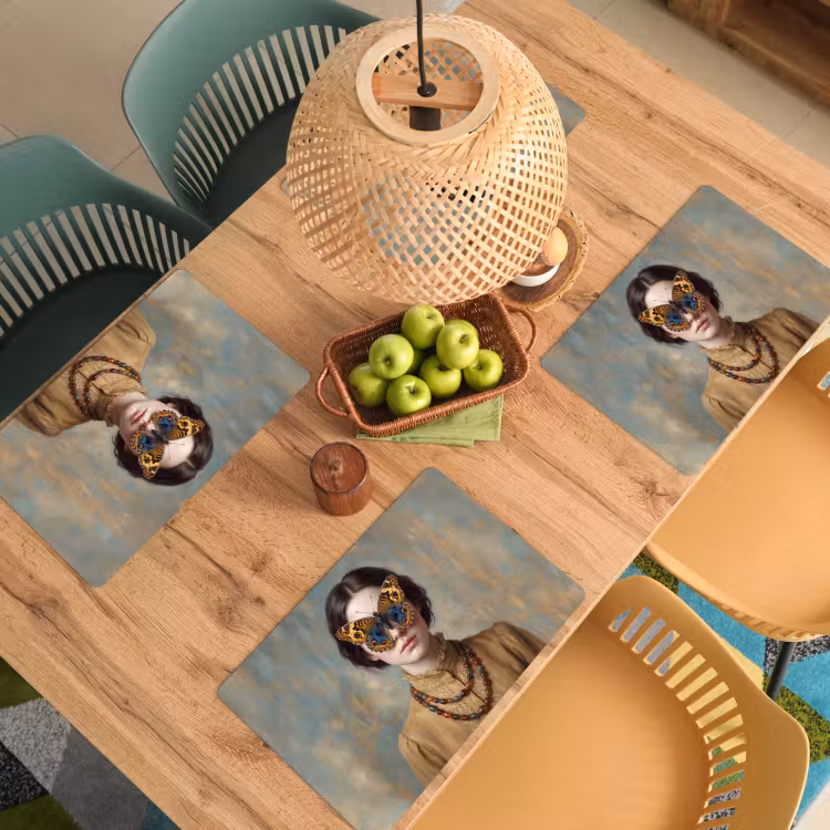 Placemat - 6 stuks - Portret - Vlinder - Kleurrijk — 3