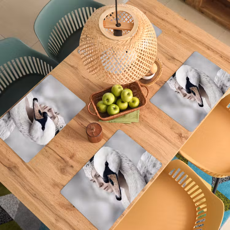 Placemat - 6 stuks - Vrouw - Zwaan - Wit — 3