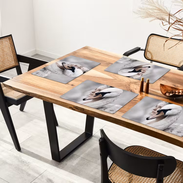 Placemat - 6 stuks - Vrouw - Zwaan - Wit — 4