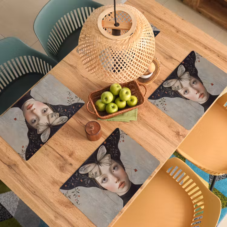 Placemat - 6 stuks - Woman - Butterfly - Art - Classic - Muted — 3