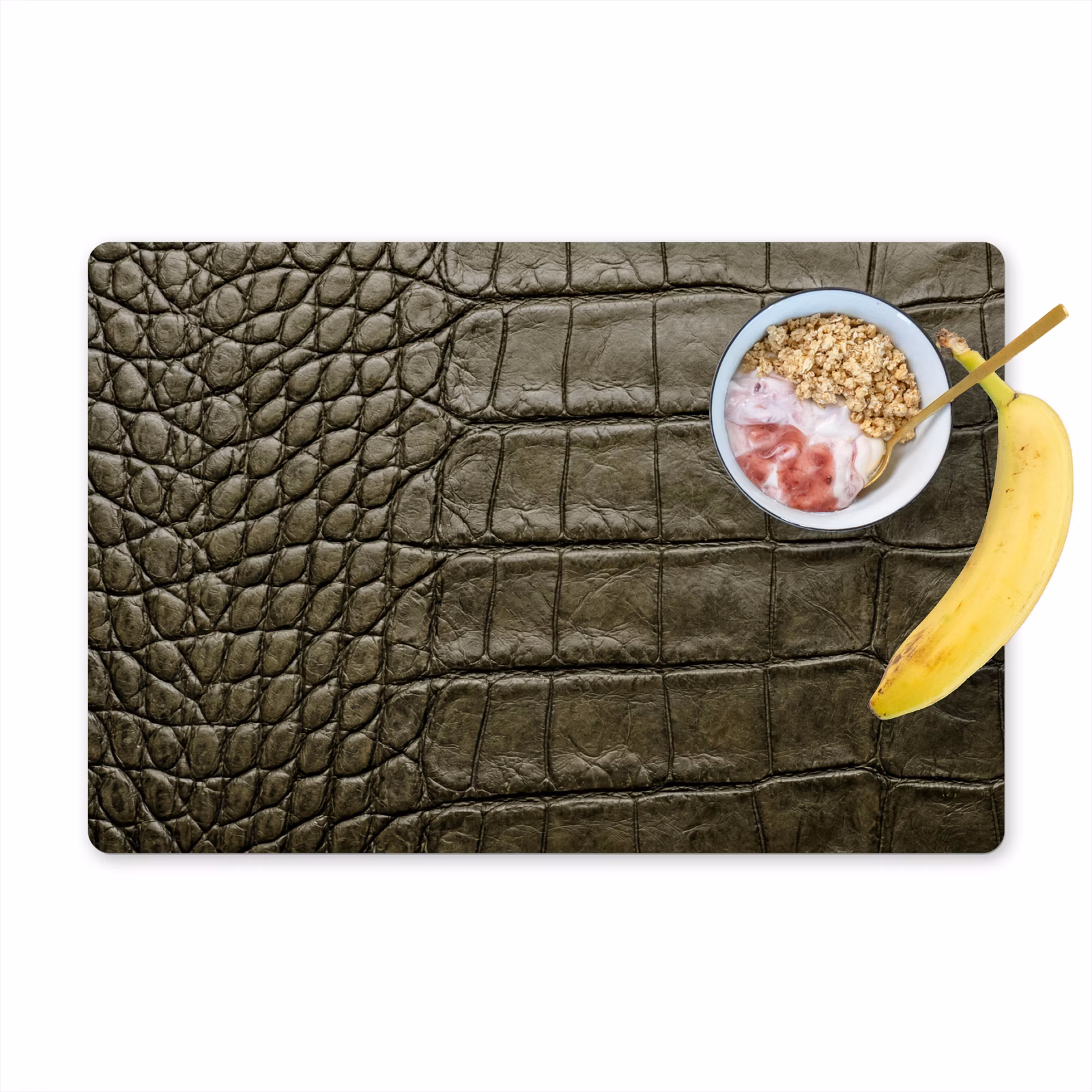 Placemat - 6 stuks - Krokodillenleer - Structuur - Groen — 1