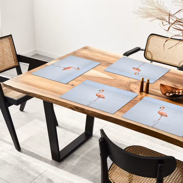 Placemat - 6 stuks - Flamingo - Zee - Roze — 4